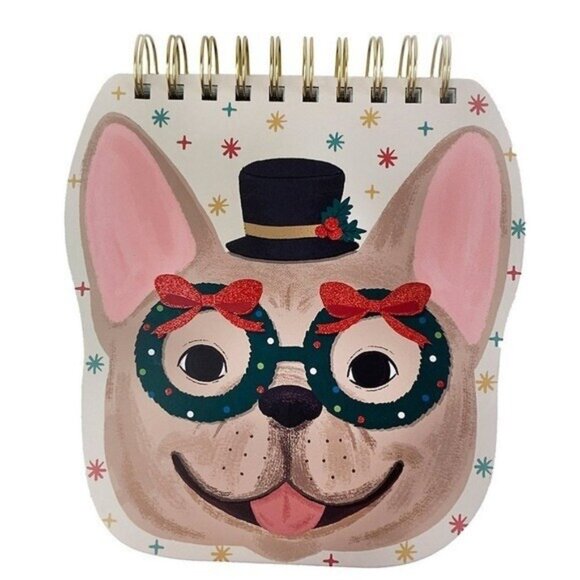 Punch Studio Wreath Dog Christmas Spiral Notepad Stationary Gift Office - Picture 1 of 4